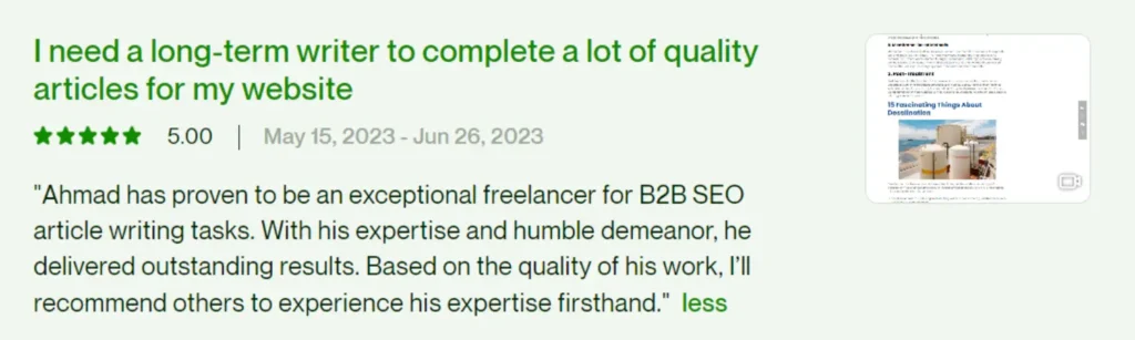 client testimonials for the best content writing agency 6